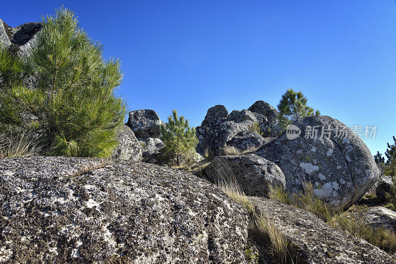 加dunha的Serra da Estrella山脉的岩层